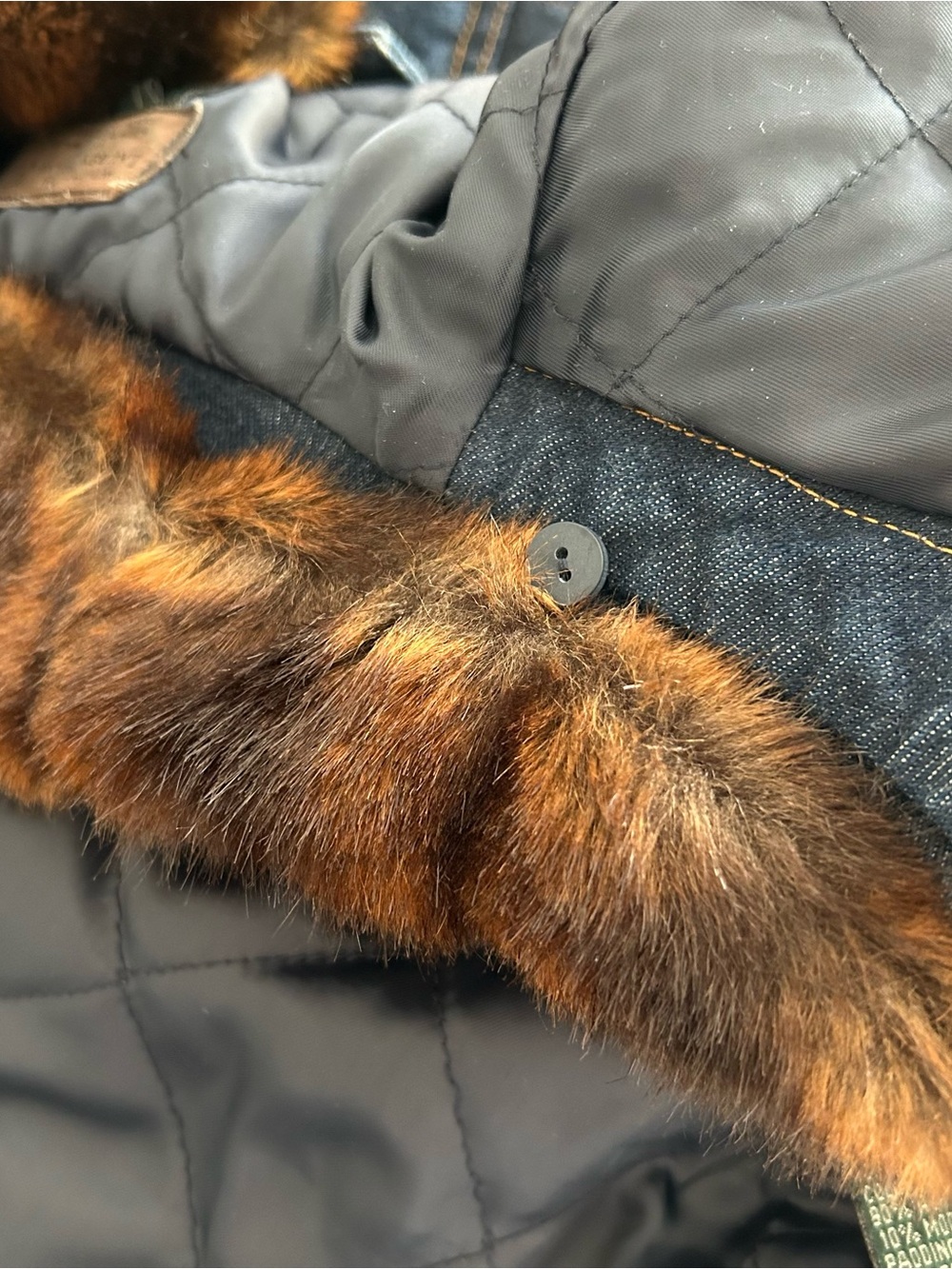 NWT Ralph Lauren Dark Wash Trucker Jean Jacket w Removable Faux Fur Collar, L - Picture 6 of 9